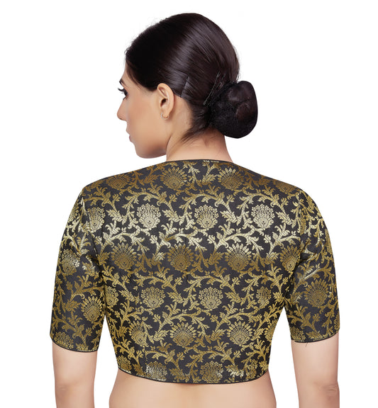 Women's Black Benaras Brocade Blouse (Design 2664)
