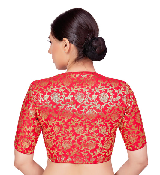 Women's Red Benaras Brocade Blouse (Design 2664)