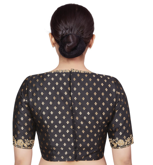 Women's Black Benaras Brocade Blouse (Design 2666)