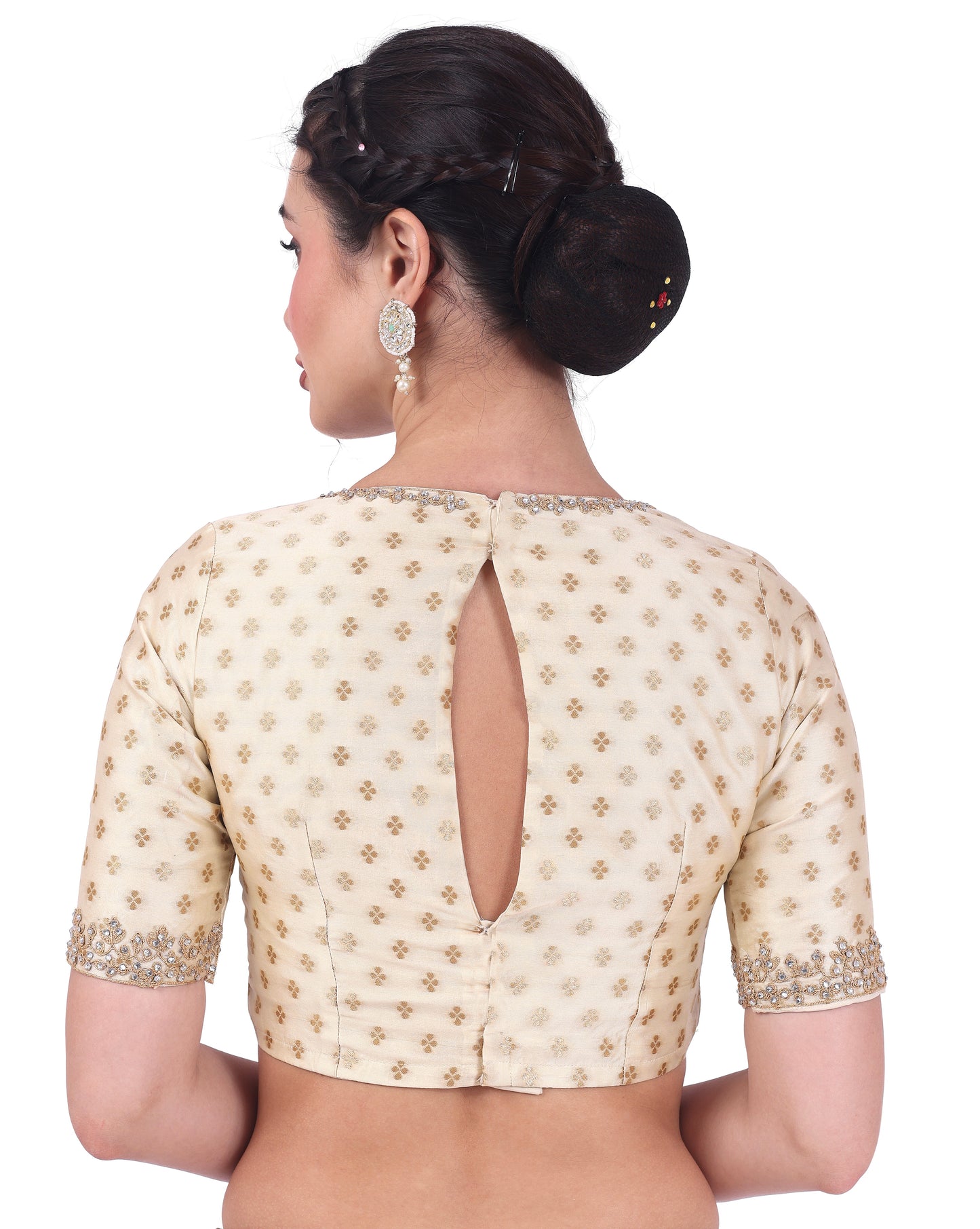 Women's Cream Benaras Brocade Blouse (Design 2666)