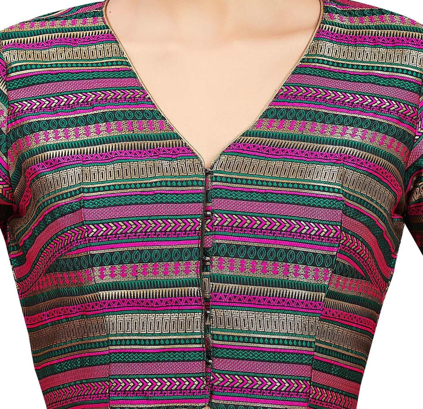 Women's Green Brocade Blouse (Design 2677)