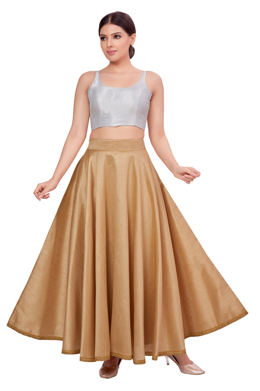 Women's Gold Raw Silk Skirt (Design 2680)