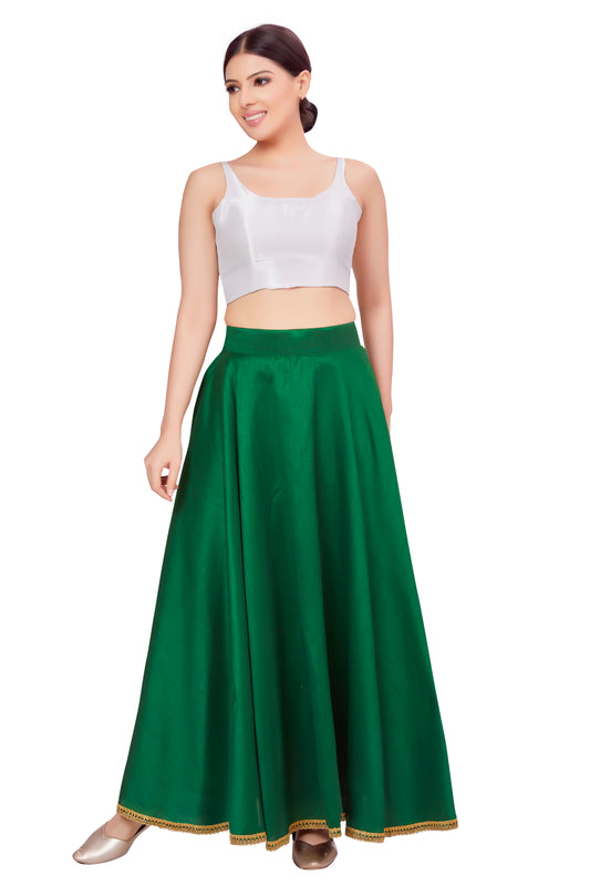 Women's Green Raw Silk Skirt (Design 2680)