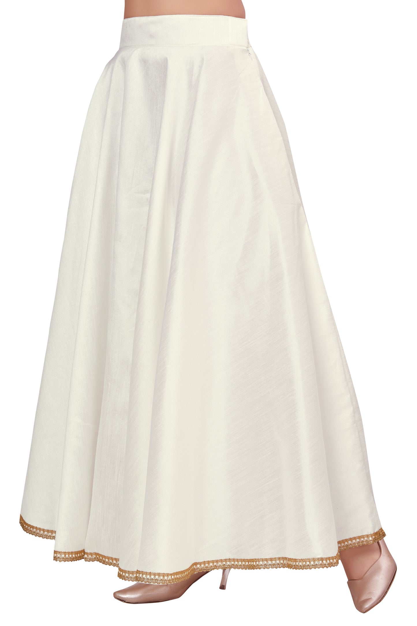 Women's Off White Raw Silk Skirt (Design 2680)