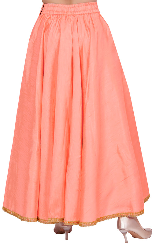 Women's Peach Raw Silk Skirt (Design 2680)