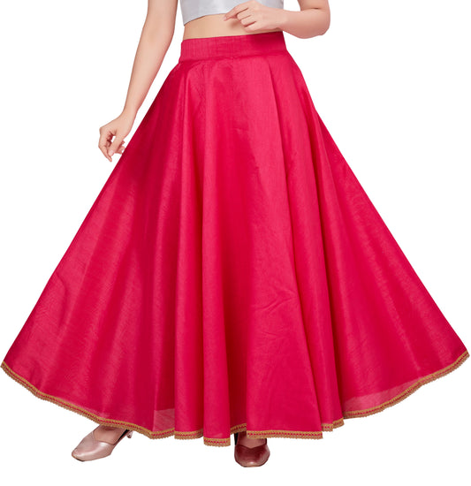 Women's Pink Raw Silk Skirt (Design 2680)