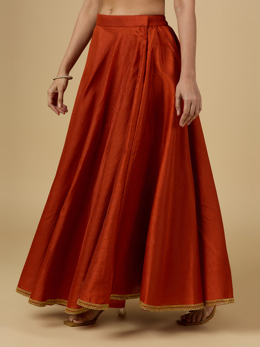 Women's Rust Raw Silk Skirt (Design 2680)
