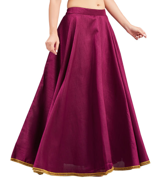 Women's Wine Raw Silk Skirt (Design 2680)