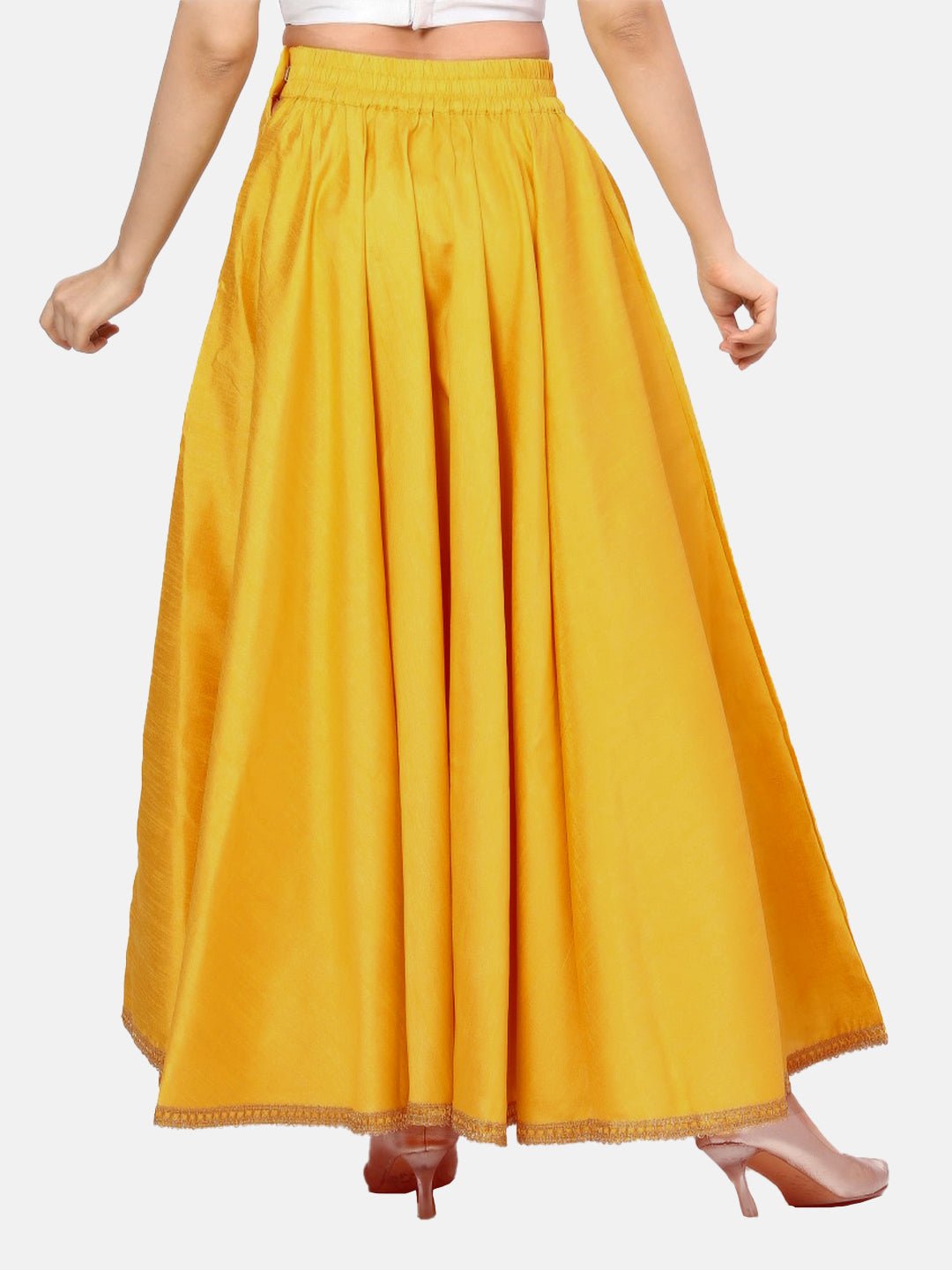 Women's Yellow Raw Silk Skirt (Design 2680)