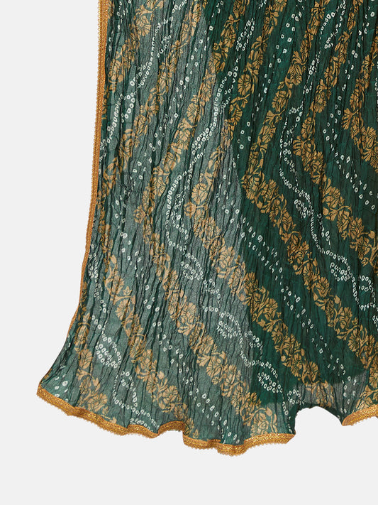 Women's Green Vegan Silk Dupatta (Design 2682)