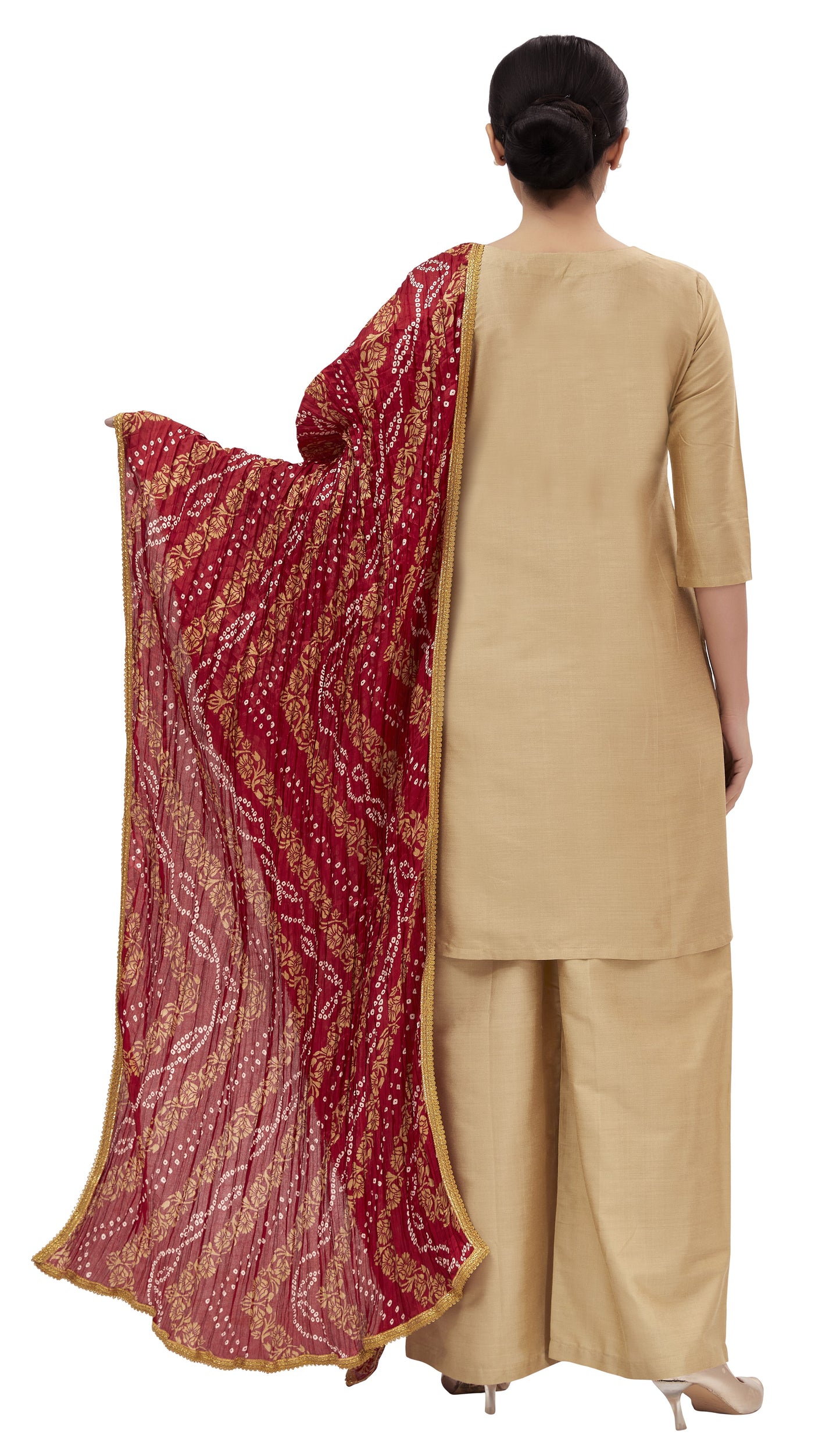 Women's Maroon Vegan Silk Dupatta (Design 2682)