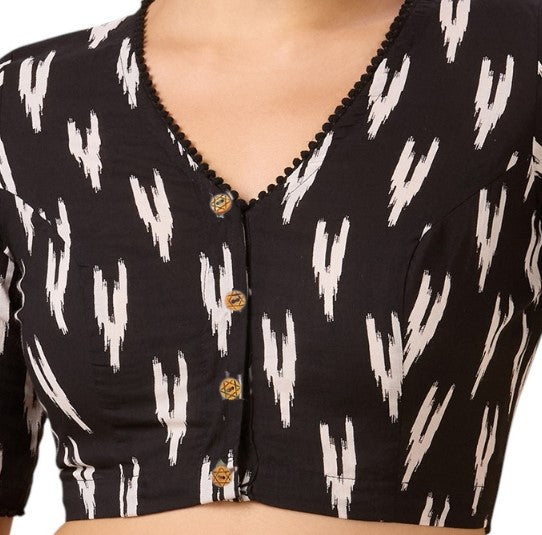 Women's Black Faux silk Blouse (Design 2694)