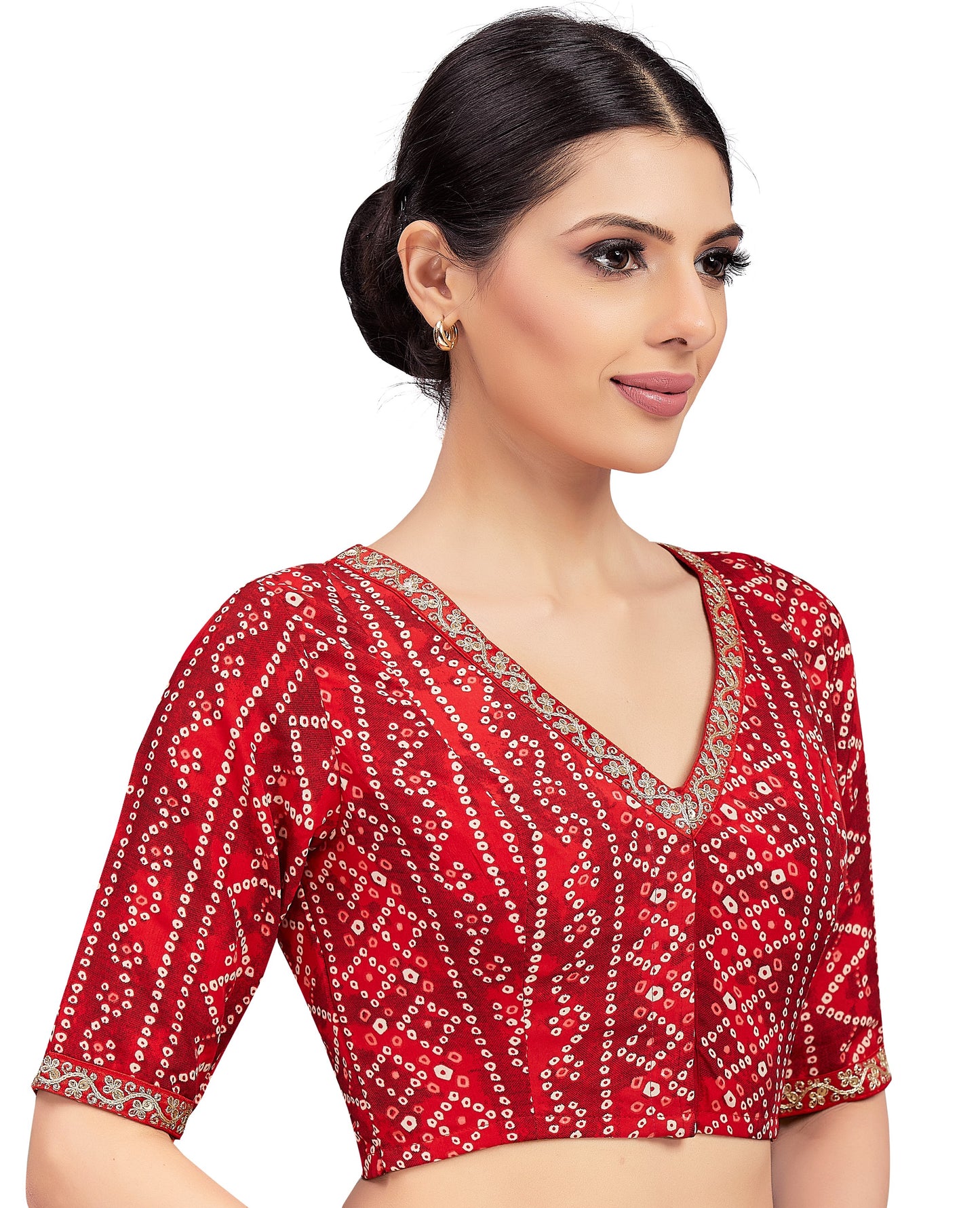 Women's Red Polyster Crepe Blouse (Design 2703)