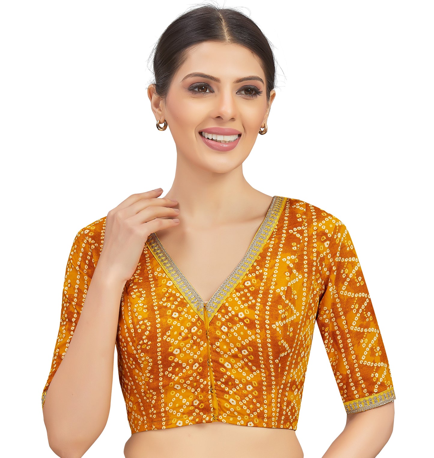 Women's Yellow Polyster Crepe Blouse (Design 2703)