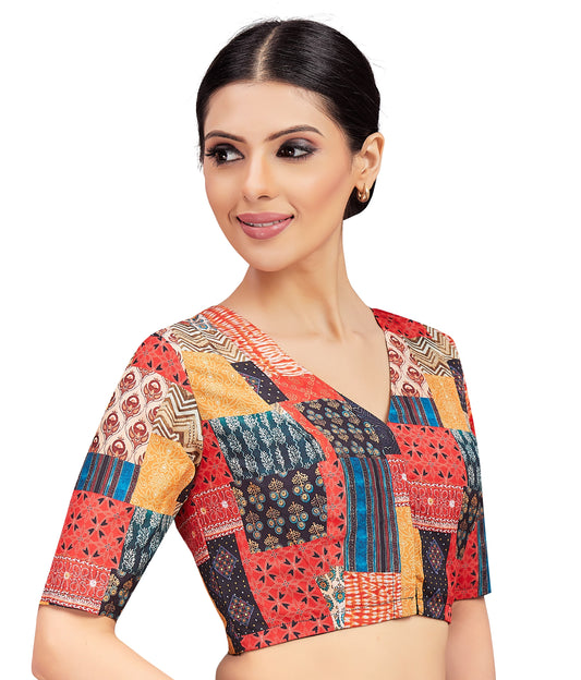 Women's Multi Coloured Cotton Silk Blouse (Design 2710)