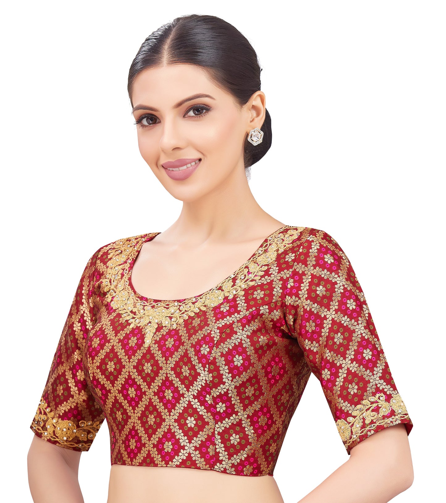 Studio Shringaar Women's Maroon Blouse (Design 2729)