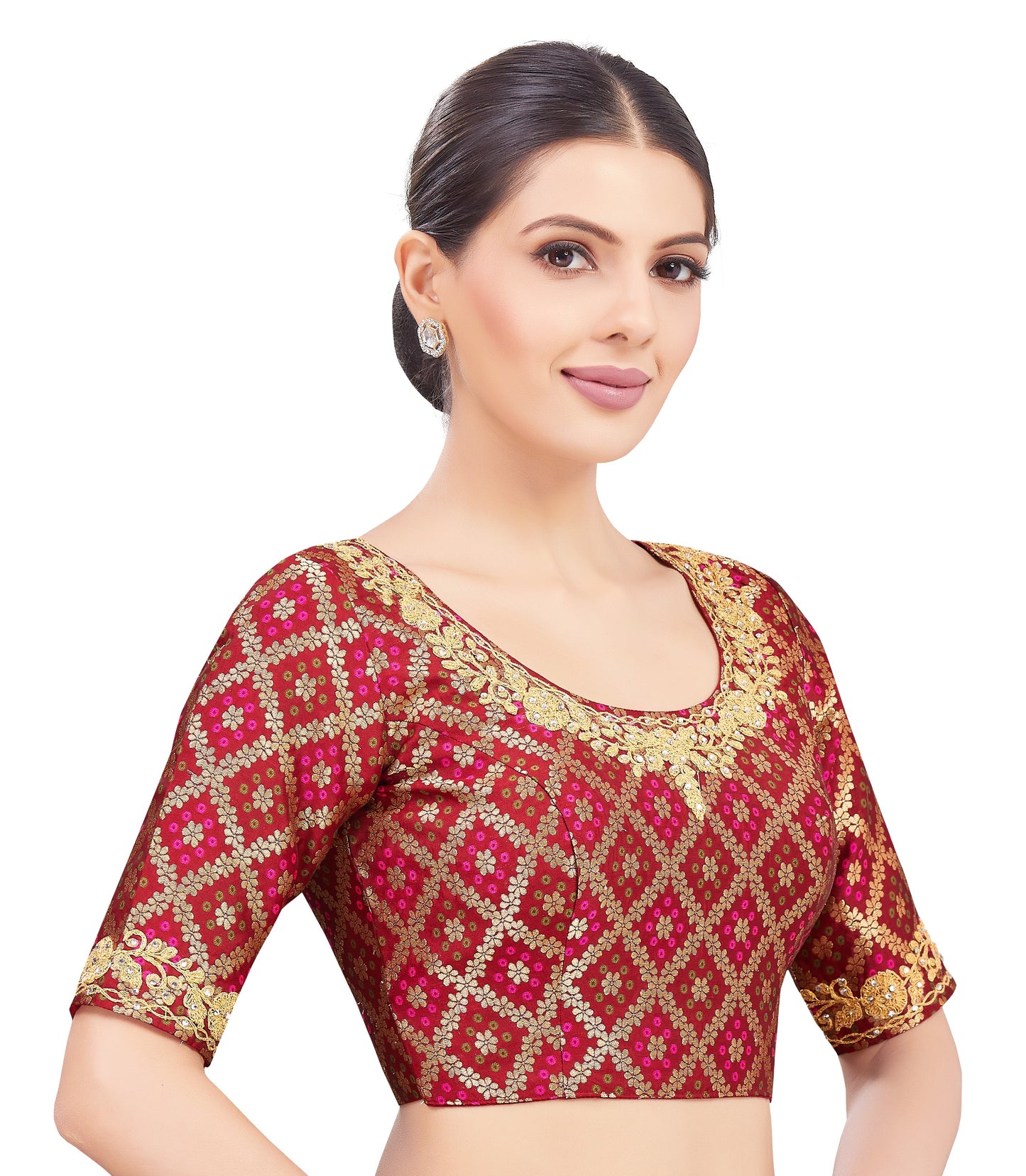 Studio Shringaar Women's Maroon Blouse (Design 2729)