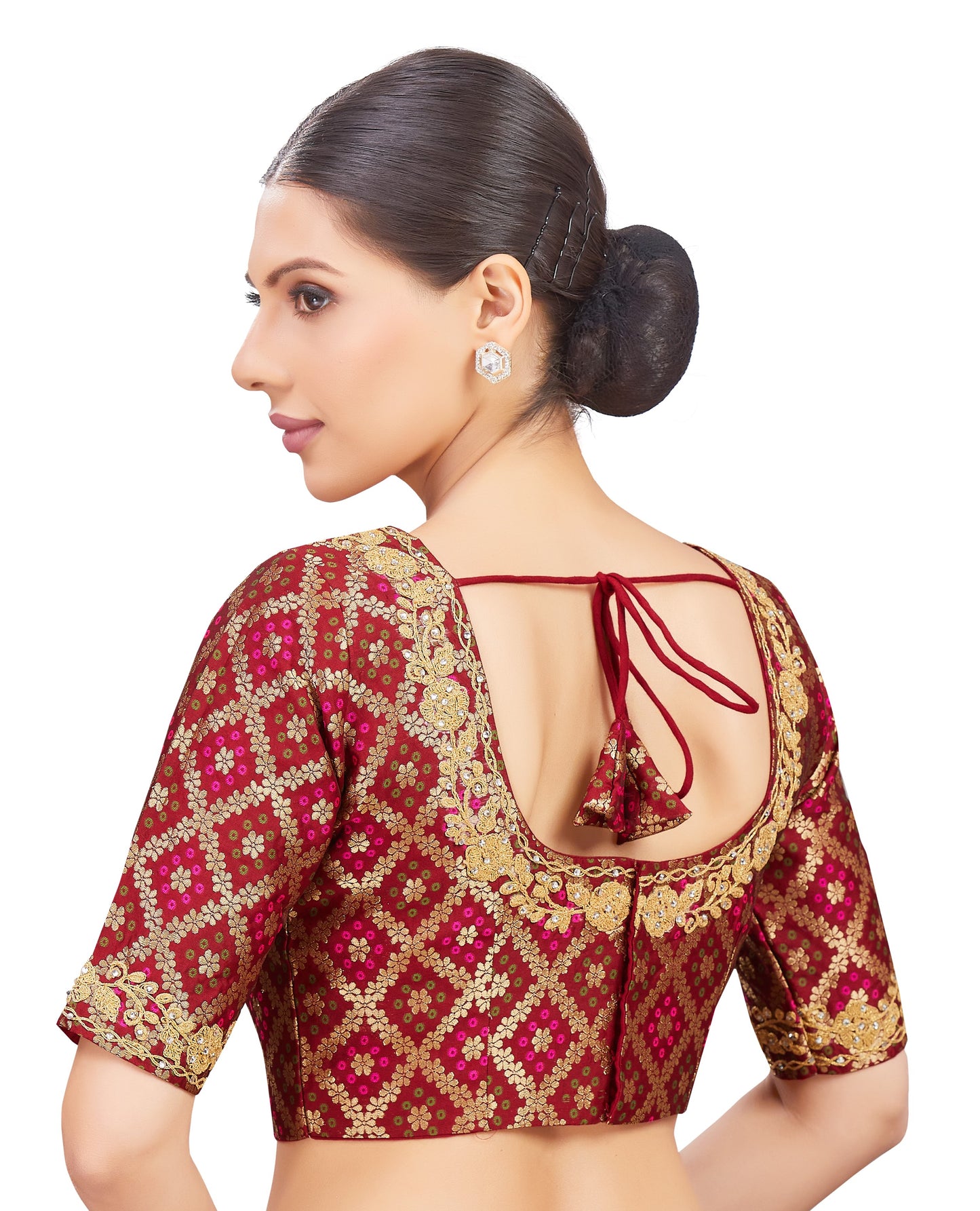 Studio Shringaar Women's Maroon Blouse (Design 2729)