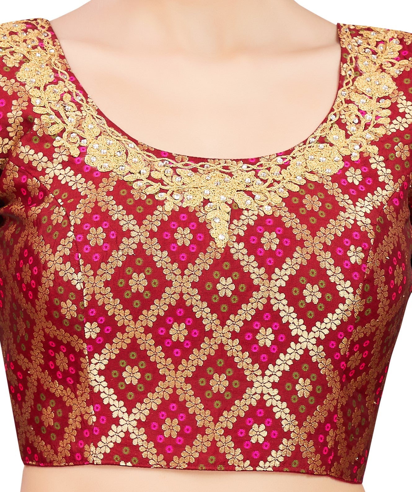 Studio Shringaar Women's Maroon Blouse (Design 2729)