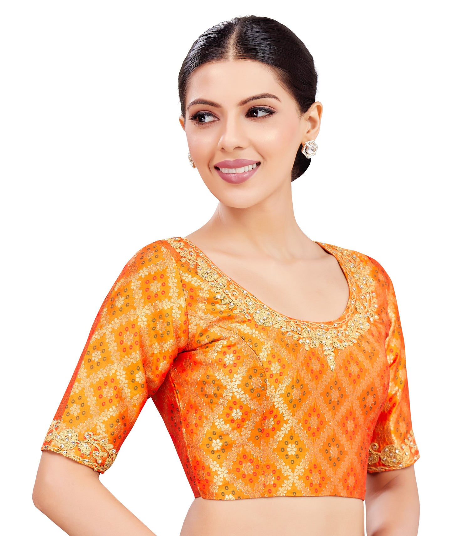 Studio Shringaar Women's Orange Blouse (Design 2729)