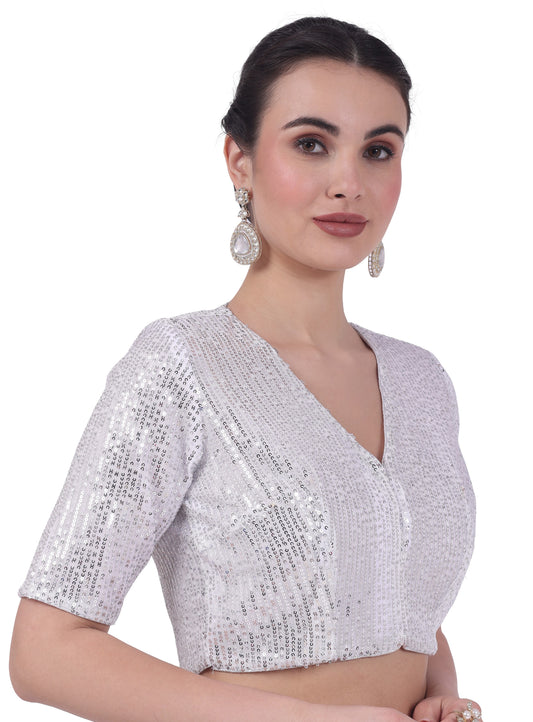 Studio Shringaar Women's Silver Blouse (Design 2736)