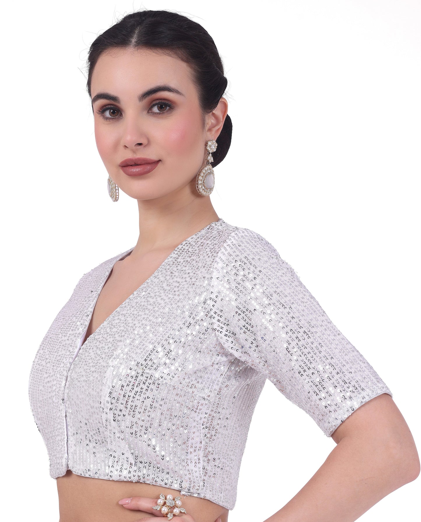 Studio Shringaar Women's Silver Blouse (Design 2736)
