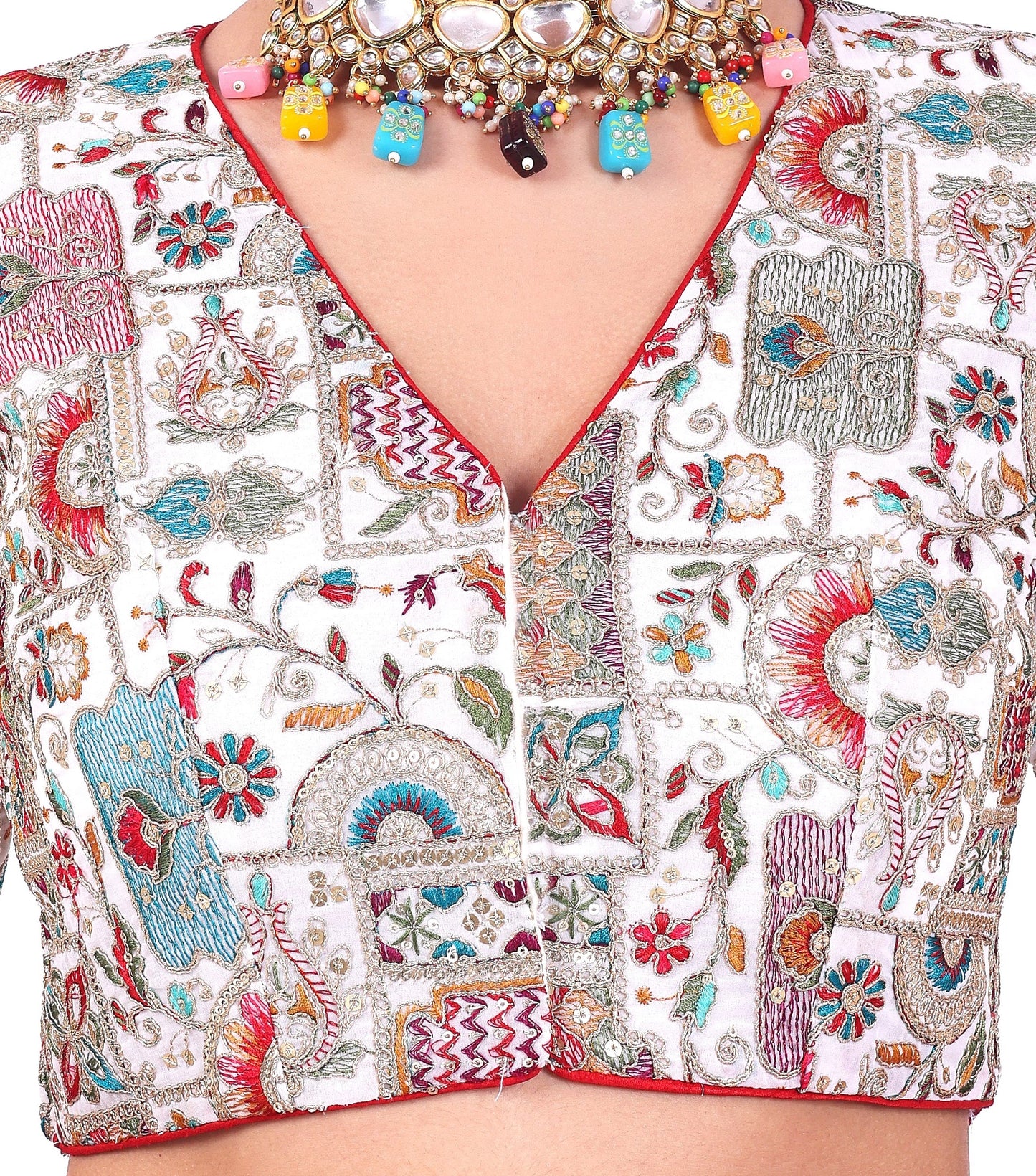 Women's Multicolor Embroidered Wedding Padded Saree Blouse (Design 2748)