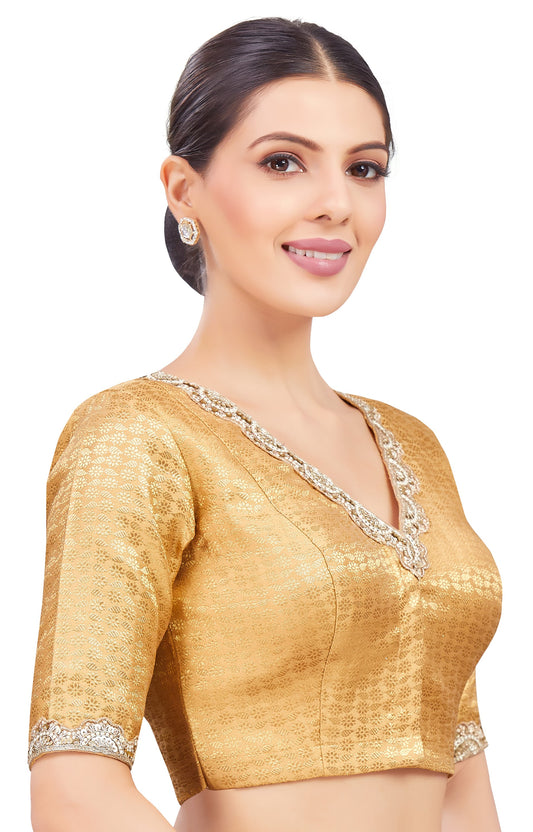 Studio Shringaar Women's Gold Blouse (Design 2758)
