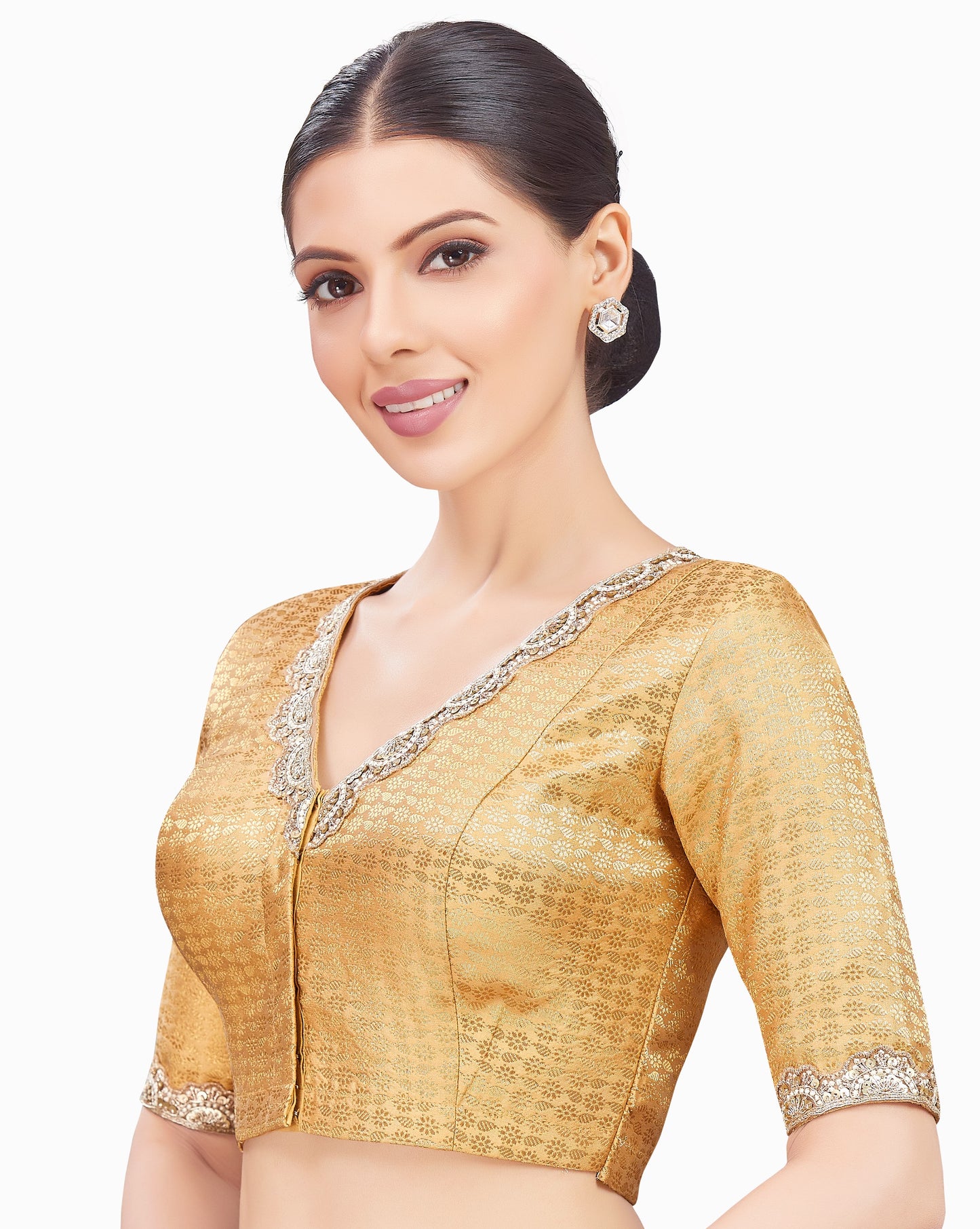 Studio Shringaar Women's Gold Blouse (Design 2758)