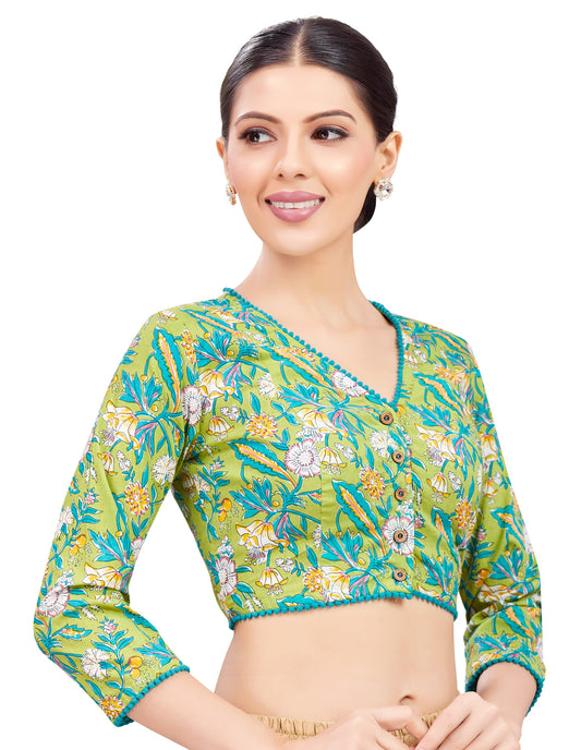 Studio Shringaar Women's Green Blouse (Design 2764)