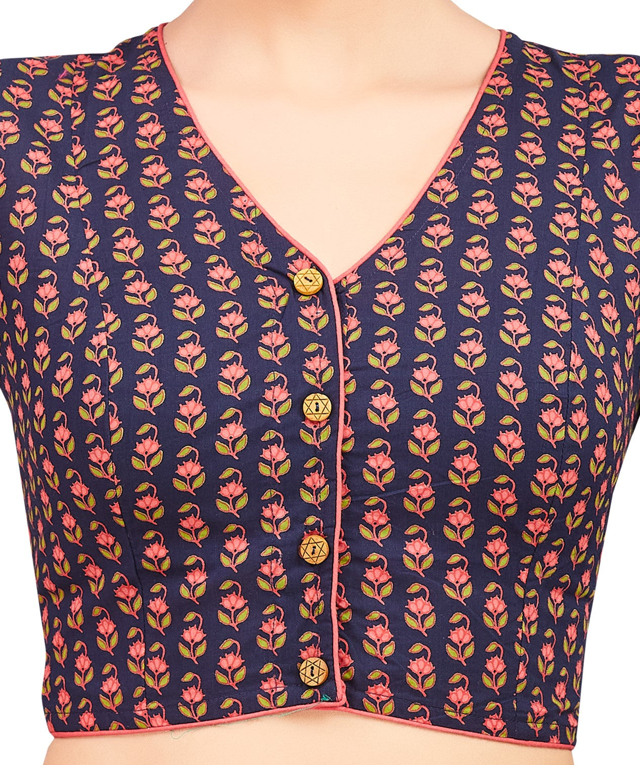 Women's Cotton Jaipur Motif Printed Readymade Saree Blouse (Design 2798)