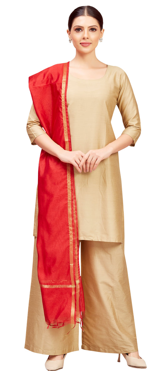 Women's Chanderi Silk Blend Handloom Dupatta (32" X 2.35 Meters) (2824 - Maroon)