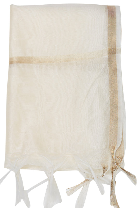 Women's Chanderi Silk Blend Handloom Dupatta (32" X 2.35 Meters) (2824 - Off White)
