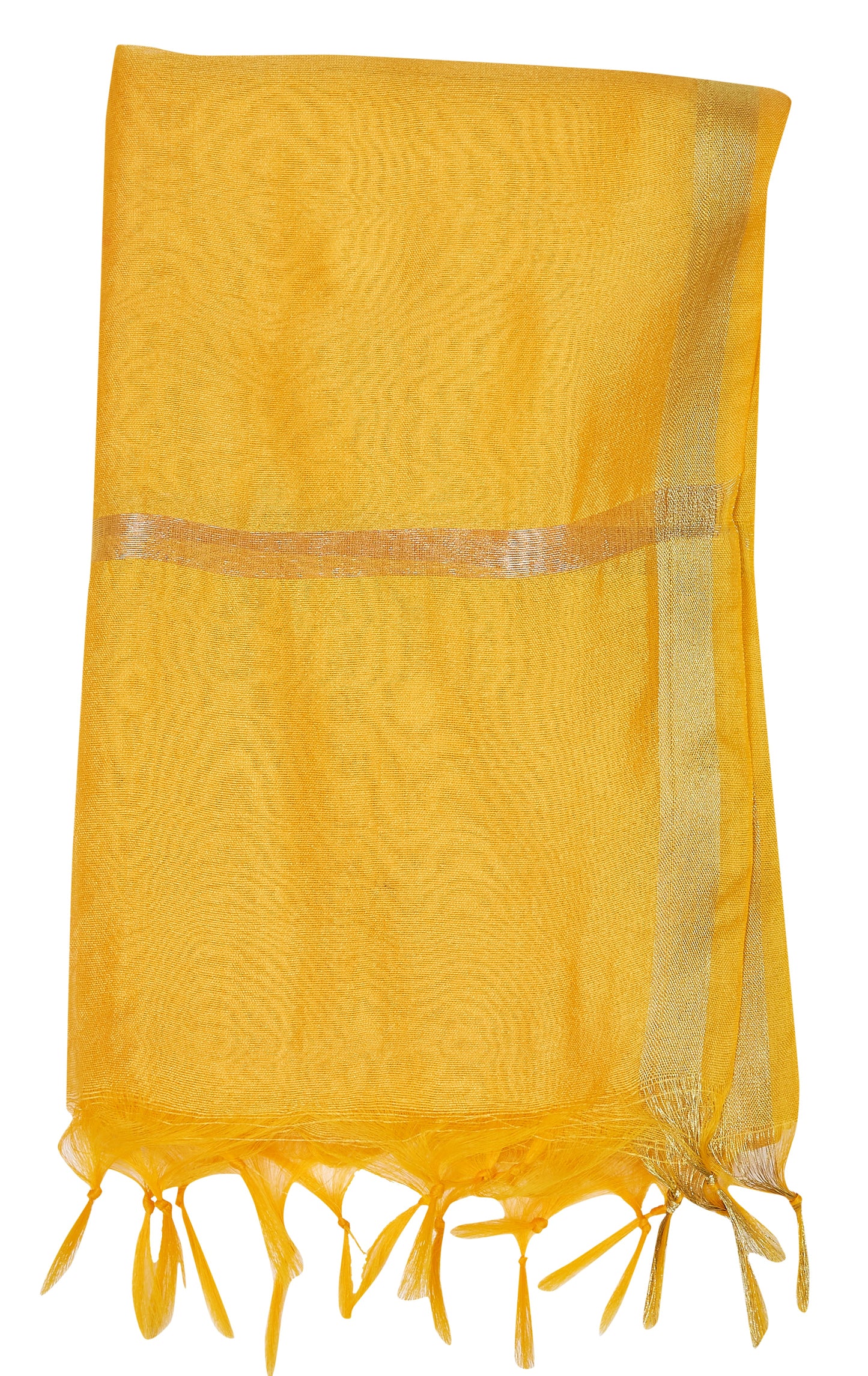 Women's Chanderi Silk Blend Handloom Dupatta (32" X 2.35 Meters) (2824 - Yellow)