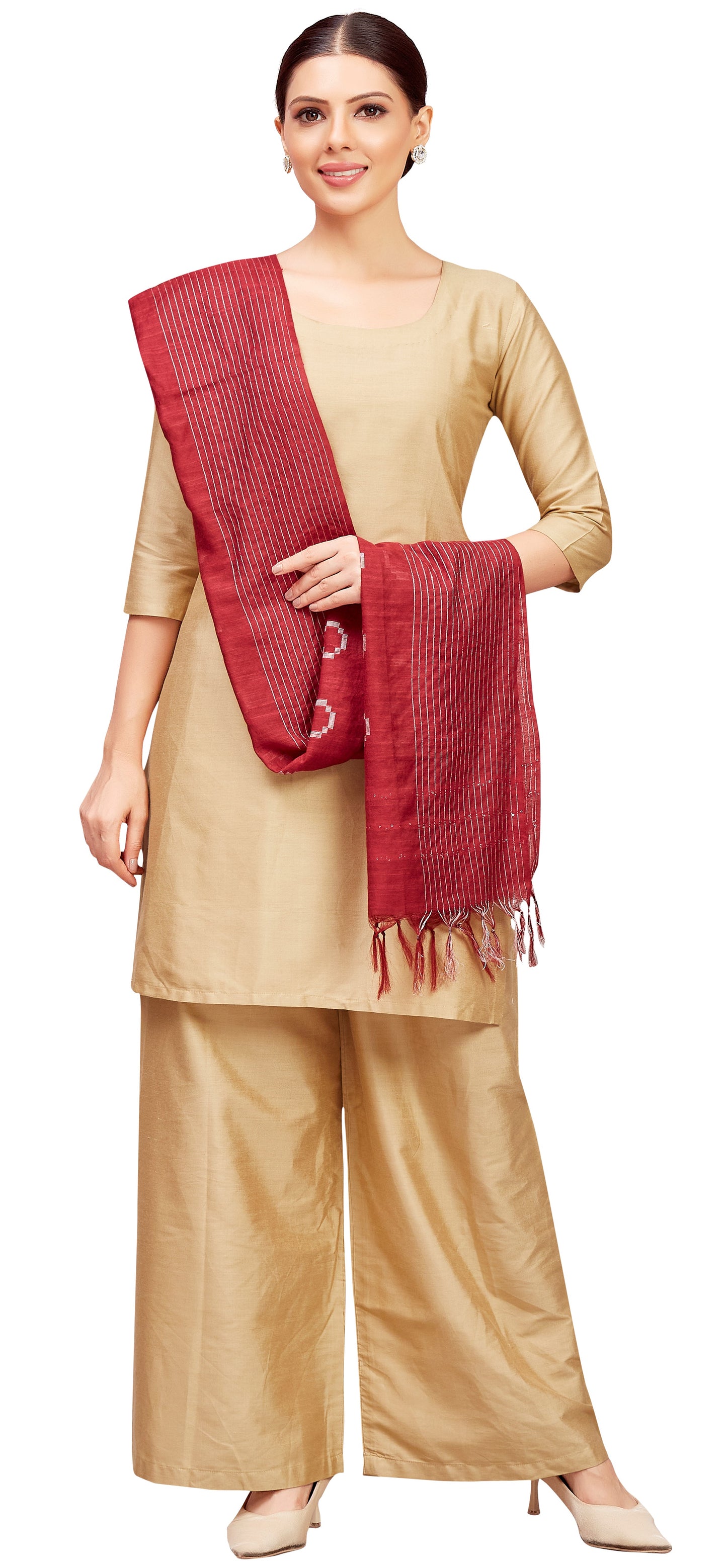 Women's Viscose Handloom Dupatta With Tassels (32" X 2.35 Meters) (2827 - Maroon)