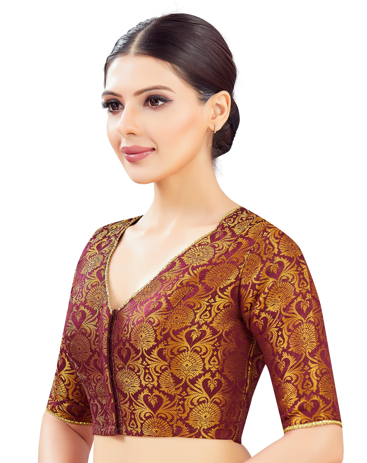 Studio Shringaar Women's Maroon Blouse (Design 2837)