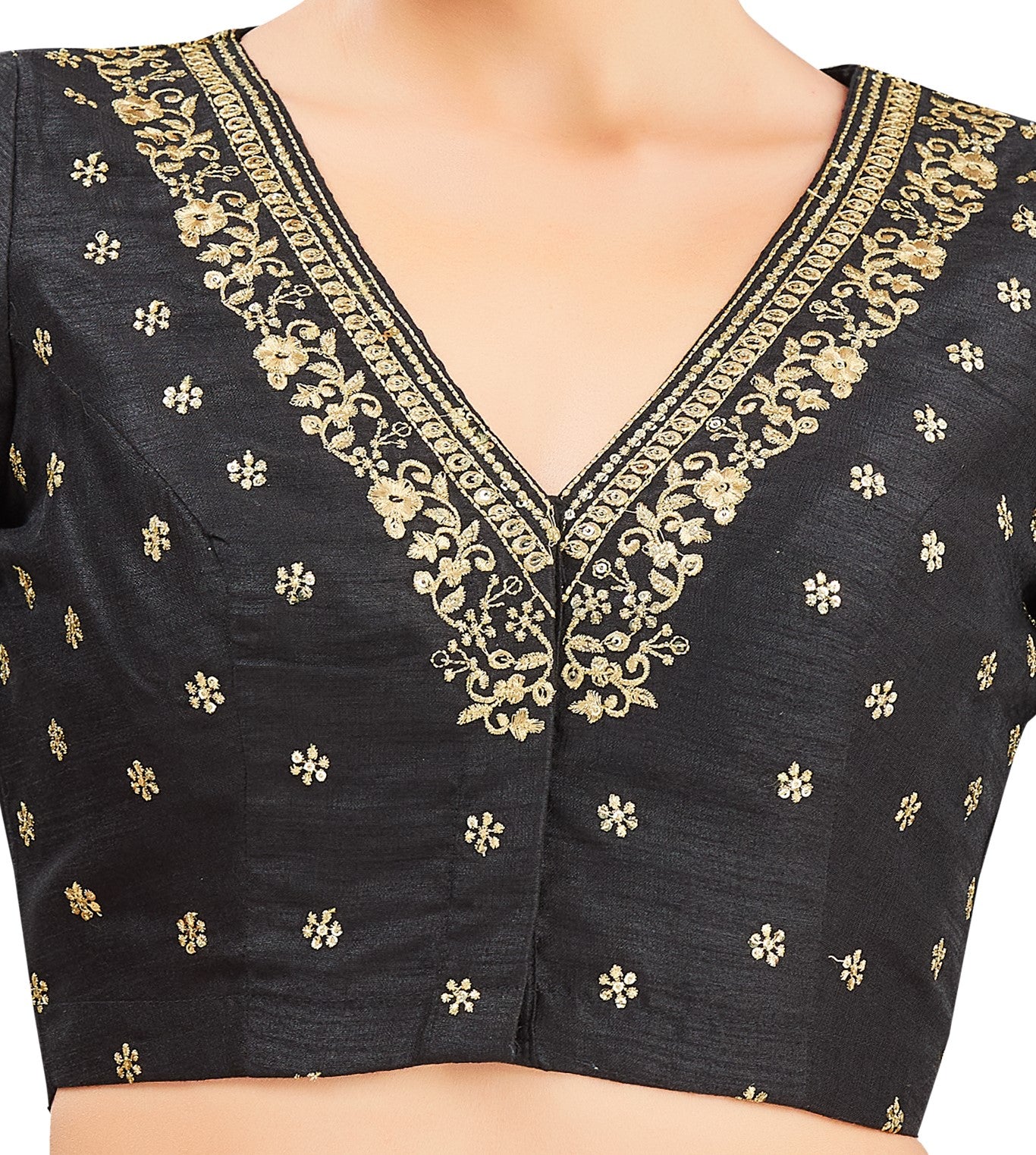 Studio Shringaar Women's Black Embroidered Wedding Saree Blouse (Design 2847)
