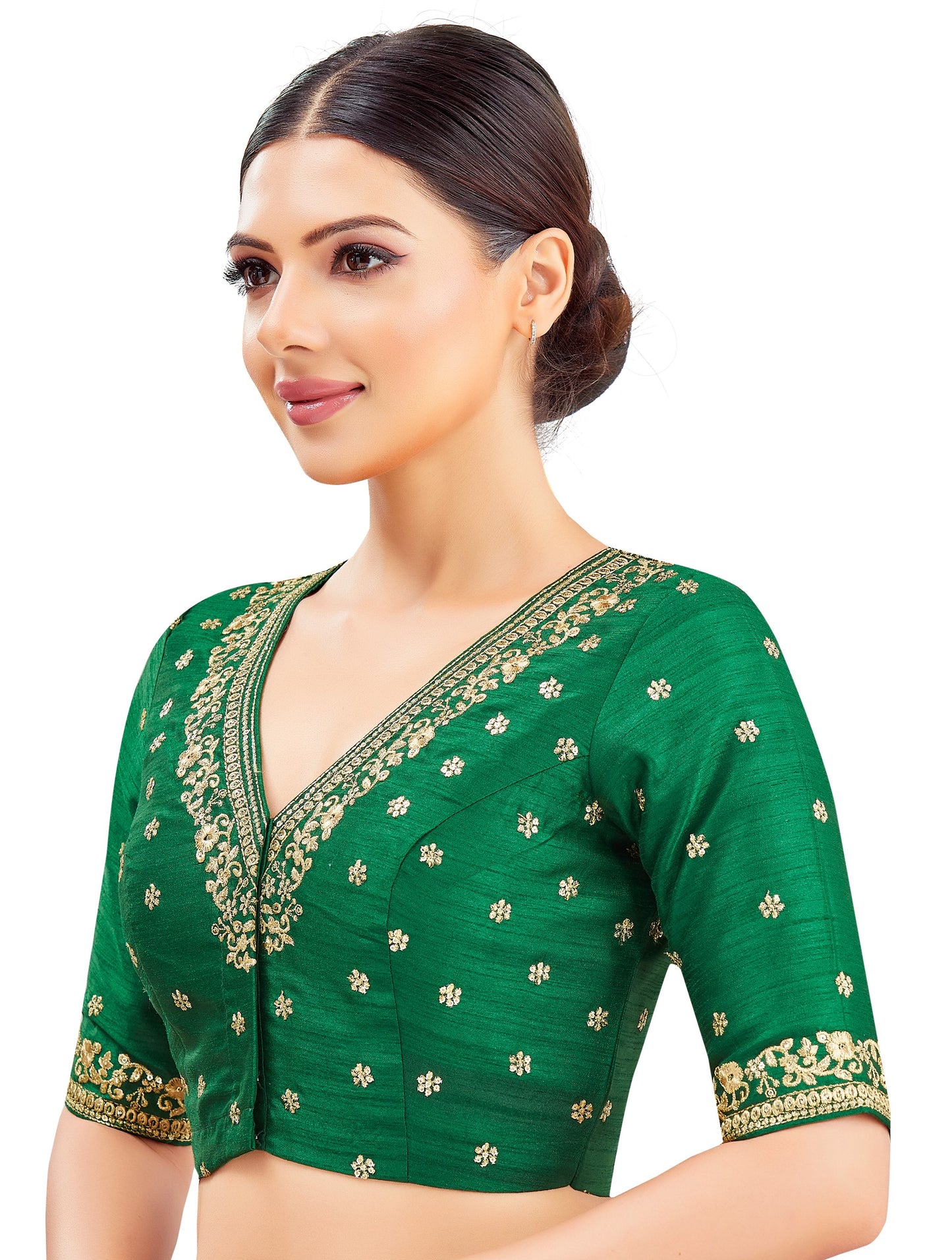 Studio Shringaar Women's Green Embroidered Wedding Saree Blouse (Design 2847)