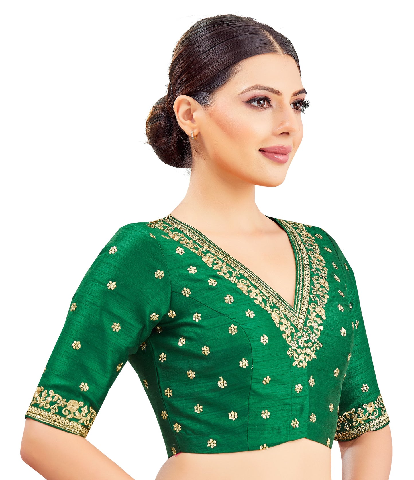 Studio Shringaar Women's Green Embroidered Wedding Saree Blouse (Design 2847)