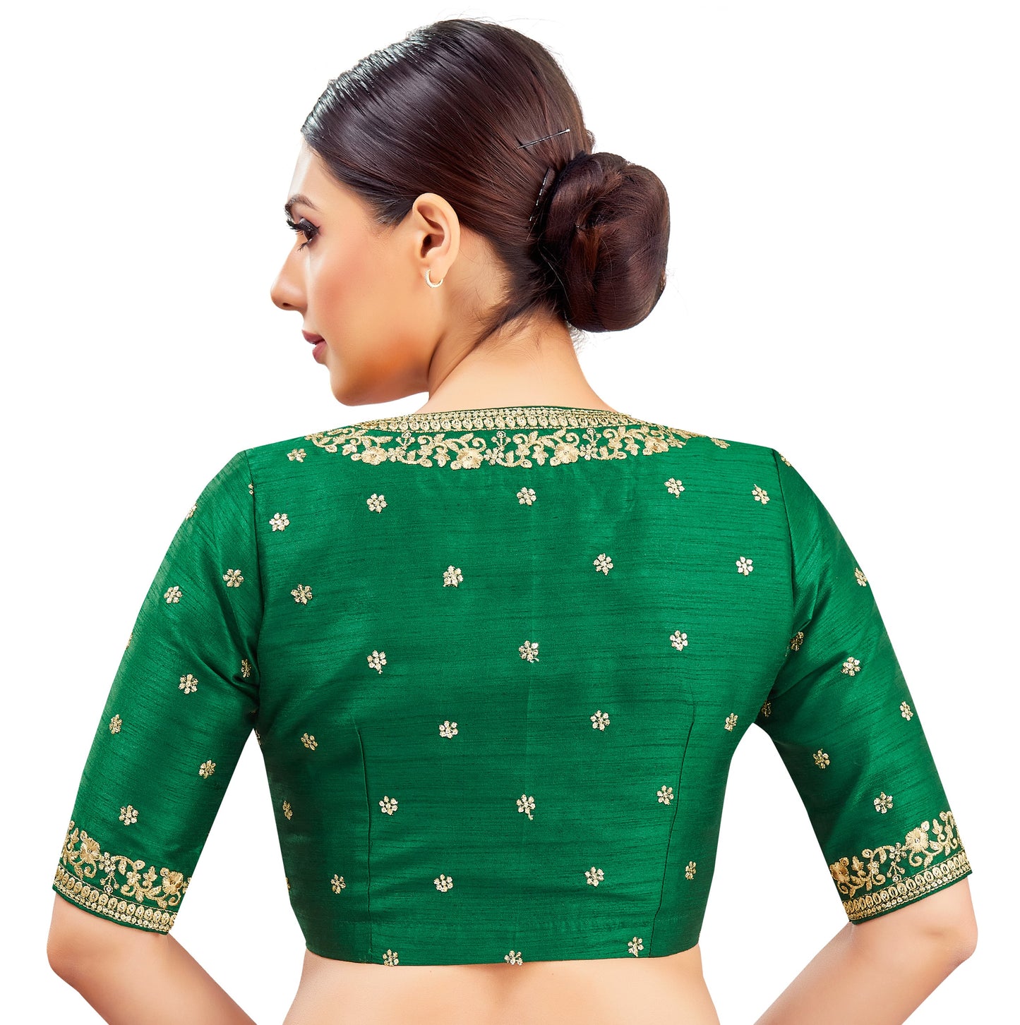 Studio Shringaar Women's Green Embroidered Wedding Saree Blouse (Design 2847)