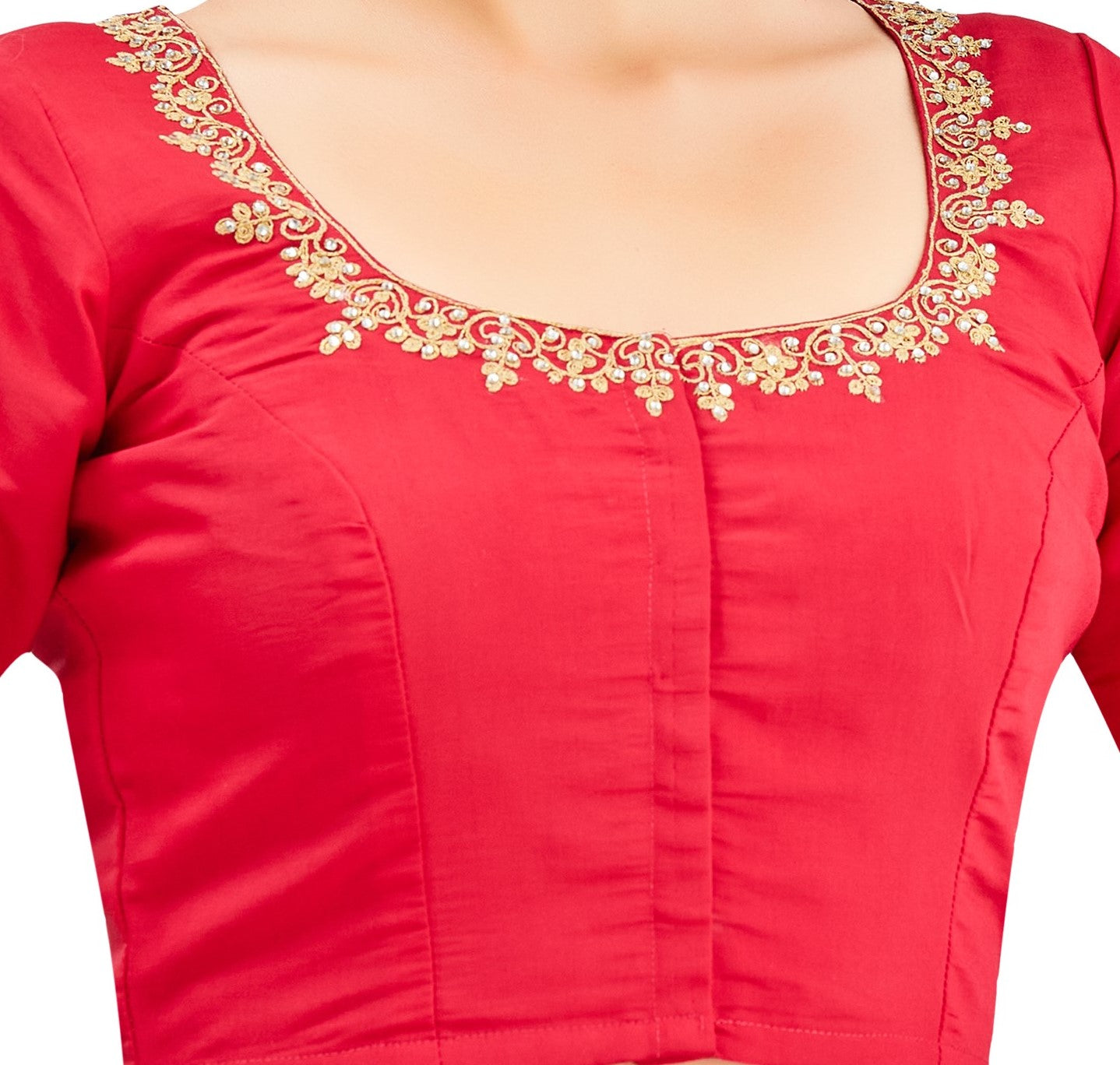 Studio Shringaar Women's Pink Viscose Cotton Embroidered Saree Blouse (Design 2849)