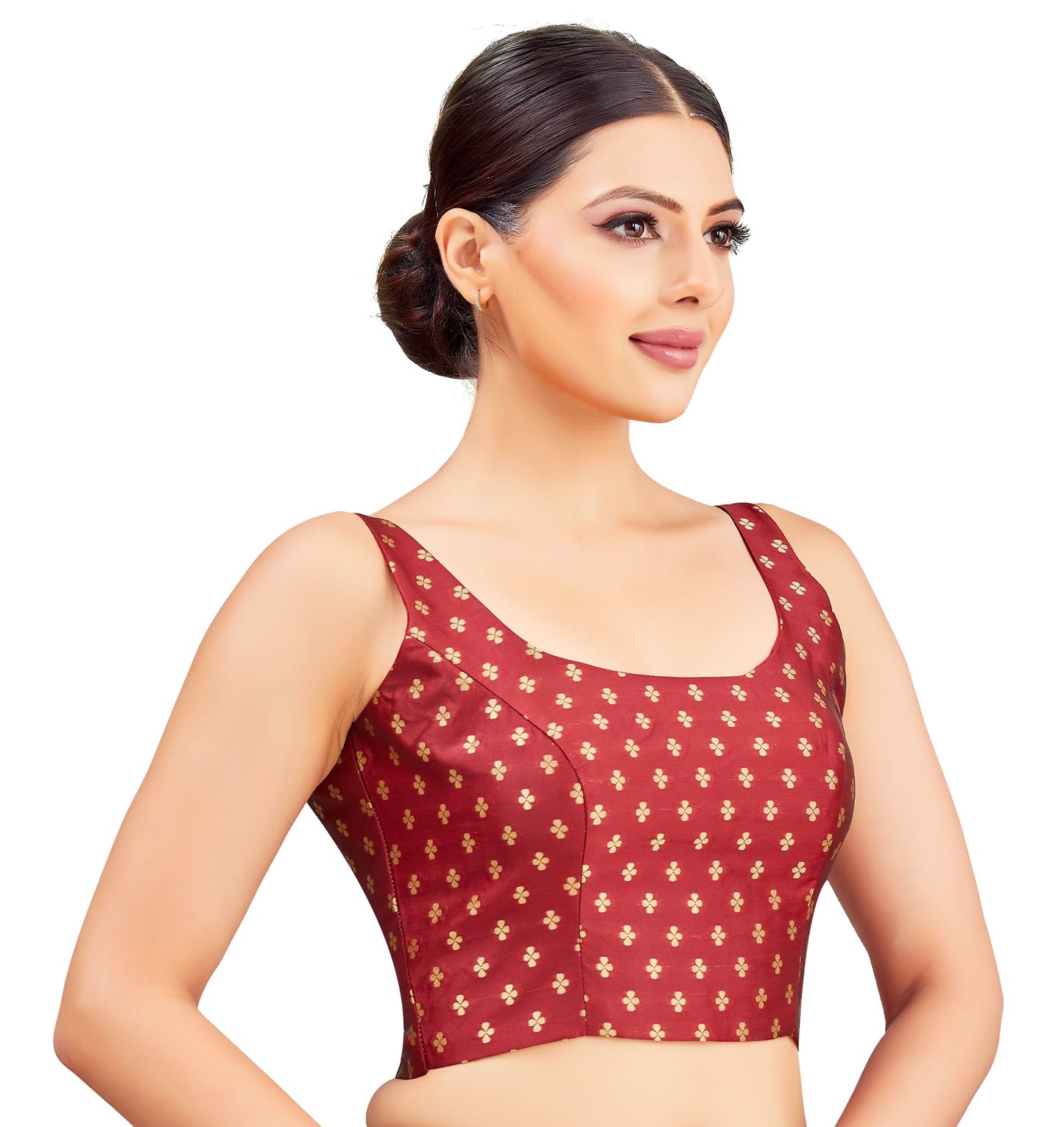 Studio Shringaar Women's Maroon Blouse (Design 2854)