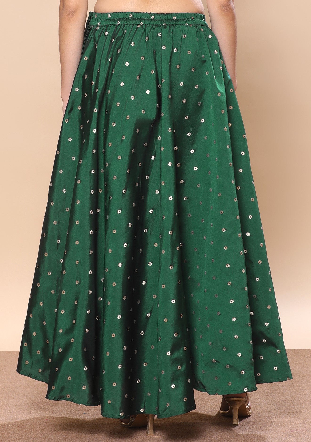 Women's Silky Wedding Sangeet Skirt Lehenga (2857 - Green)