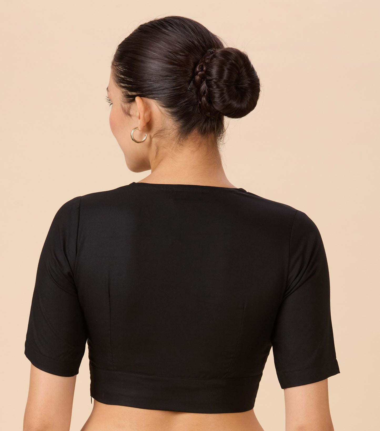 Studio Shringaar Women's Black Natural Rayon Solid Coloured Soft Readymade Saree Blouse (Design 2879)