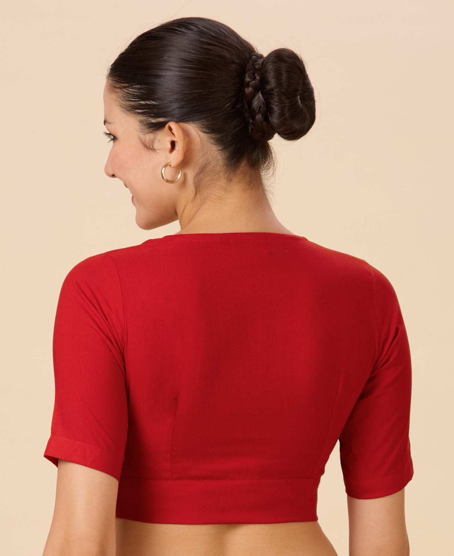 Studio Shringaar Women's Red Natural Rayon Solid Coloured Soft Readymade Saree Blouse (Design 2879)