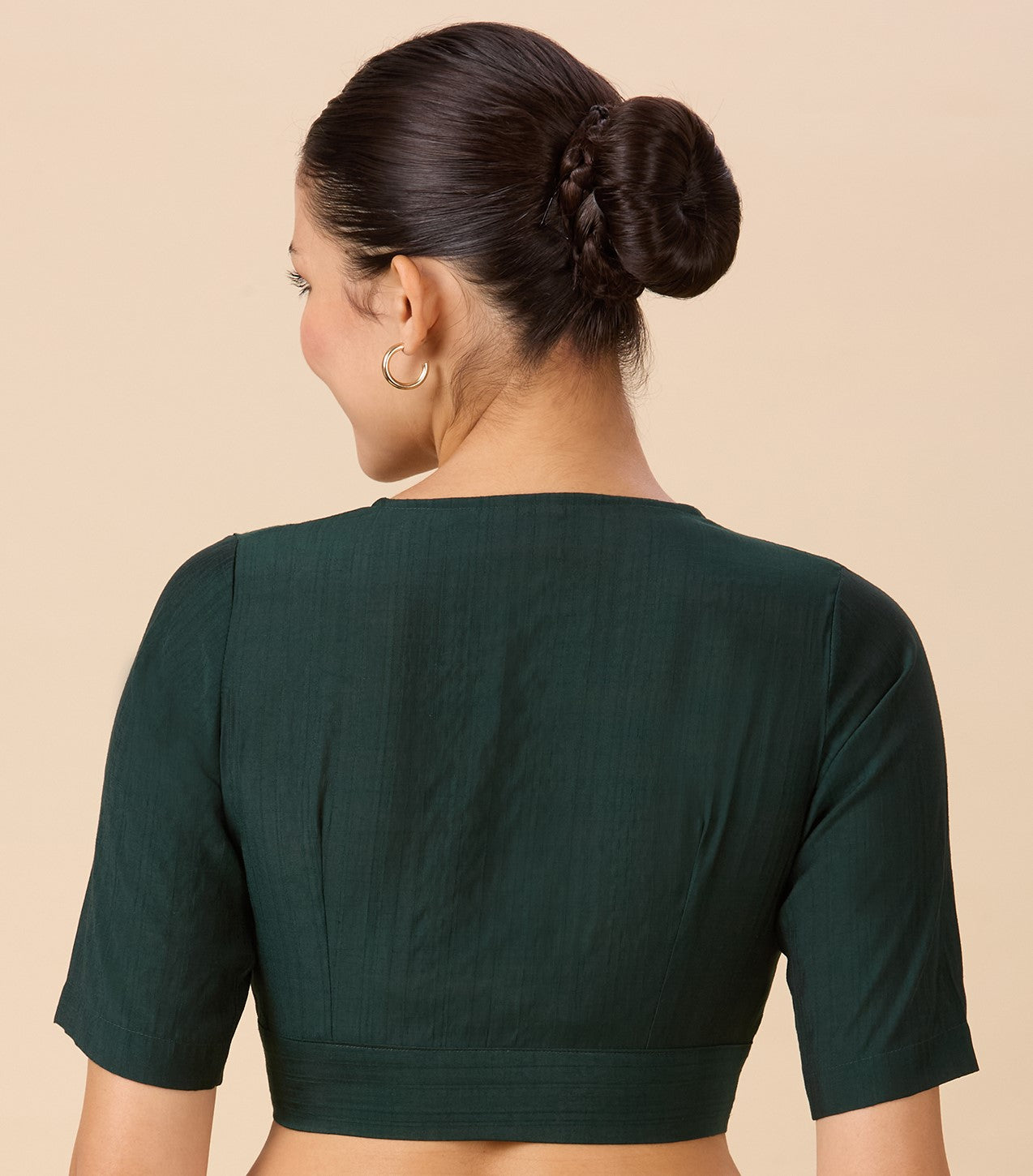 Studio Shringaar Women's Bottle Green Viscose Smart V Neck Readymade Saree Blouse (Design 2880)