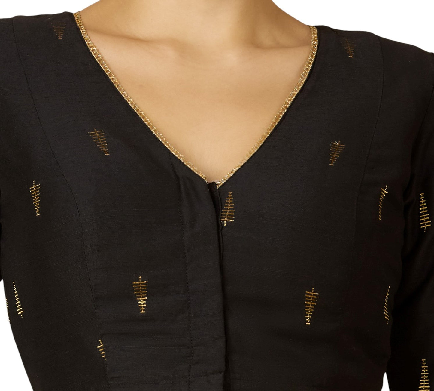 Studio Shringaar Women's Black Handloom Cotton Silk Readymade Saree Blouse (Design 2912)