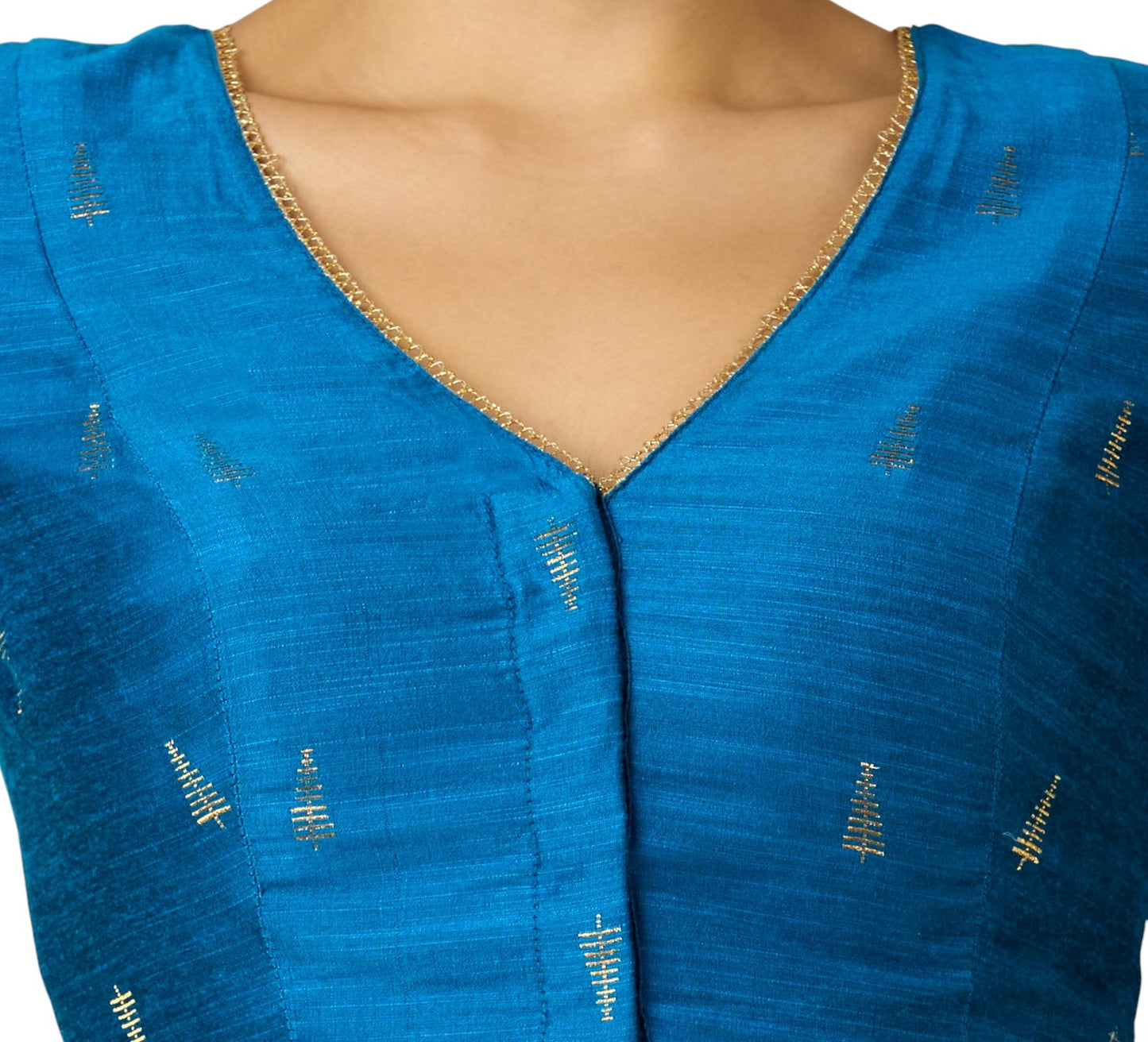 Studio Shringaar Women's Firozi Handloom Cotton Silk Readymade Saree Blouse (Design 2912)
