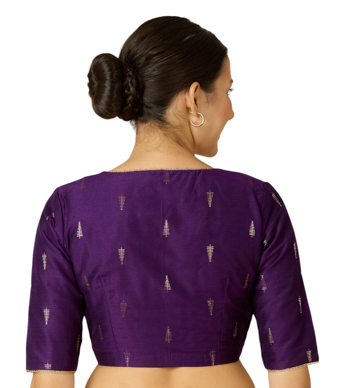 Studio Shringaar Women's Purple Handloom Cotton Silk Readymade Saree Blouse (Design 2912)