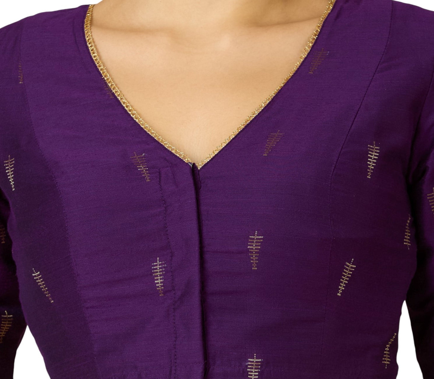 Studio Shringaar Women's Purple Handloom Cotton Silk Readymade Saree Blouse (Design 2912)